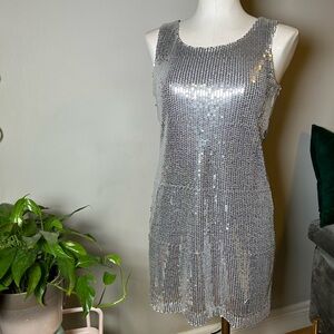 Sequin silver tank dress